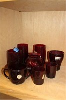 SELECTION OF RED GLASSWARE