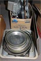 BOX LOT OF BAKING PANS AND MORE