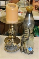 LARGE BRASS CANDLESTICK AND MORE