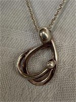 Sterling Silver Abstract Mother & Child Necklace