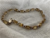 Sterling Silver Bracelet w/ Citrine Gemstones