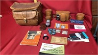 Vintage Argus Camera, lenses, leather bag