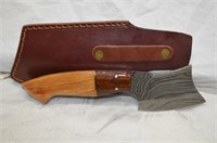 8"  Damascus Knife w/ Leather Sheath