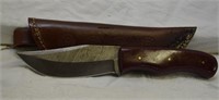 9" Damascus Knife w/ Leather Sheath