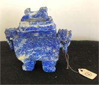 GORGEOUS ASIAN INTRICATELY CARVED LAPIS LIDDED