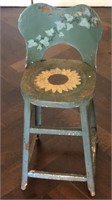 RUSTIC STOOL WITH SUNFLOWER AND IVY LEAVES