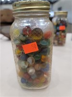 Quart jar old marbles