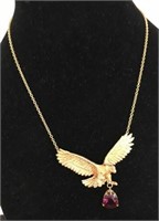 MAJESTIC EAGLE IN FLIGHT 14K NECKLACE WITH