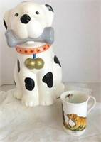 DARLING DOGGIE COOKIE JAR 11.5"T AND ENGLISH