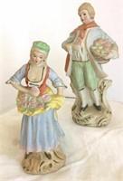 PAIR BISQUE FIGURINES MADE IN JAPAN 8"T