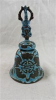 ANTIQUE CHINESE IMMORTAL ENAMELED BELL WITH