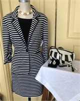 FUN LAUNDRY BLACK AND WHITE STRIPE KNIT SUIT