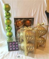 NEW IN BOX CHRISTMAS ORNAMENTS, LARGE GOLD