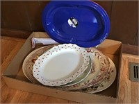 Serving platters plastic & china