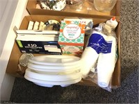 Ice trays, glue, envelopes & styrofoam cups