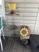 3 tier metal flower pot corner stand w/ snarled