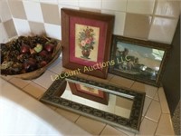 assorted framed pictures mirror decor