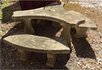 Large Outdoor Concrete Table and Bench Set