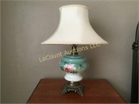 vintage glass painted table lamp