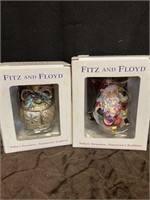 2 Fitz & Floyd Glass Ornaments