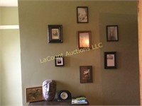 small framed pictures [prints mask decor clock