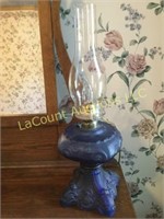 beautiful satin blue oil lamp electrified
