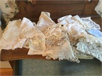 large amount assorted doillies linens type items