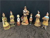 Thanksgiving Pilgrims & Indians Figurines, Salt &