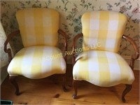 pair occasional chairs upholstered
