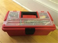 plastic tool box with contents