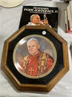 Pope John Paul Ii Framed Collector Plate And Book