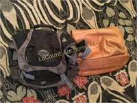 vintage leather bag satchel and Osprey bag