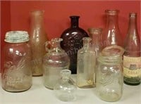 10 vintage assorted bottles