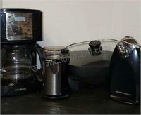 Coffeemaker, electric skillet, can opener