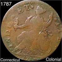 1787 Connecticut Colonial Copper Coin NICELY CIRC