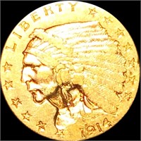 1914 $2.50 Gold Quarter Eagle ABOUT UNCIRCULATED