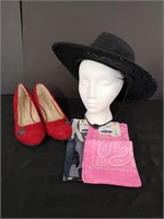 Bandanas, cowboy hat and red wedges size 9