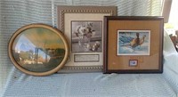 Framed wall decor lot - pheasant picture, etc.