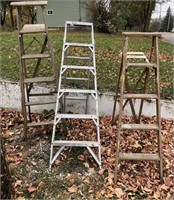 3 ladders (2 wood, 1 metal)