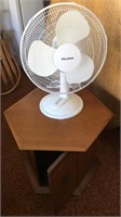 Wood end table and desk fan