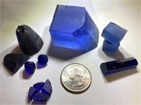 Synthetic Blue Quartz, Dark Blue Synthetic Spinel