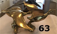 HEAVY SOLID BRASS FLYING GEESE STATUE