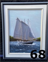 SAILING SHIP OIL ON CANVAS BY PHIL TRENTON