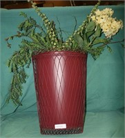 WALL HANGING TIN FLOWER PLANTER W/FLOWERS