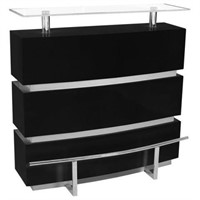 Helix Mini Modern Bar Table with Clear Glass Top
