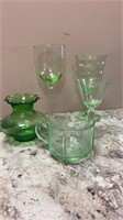 Vintage Vaseline Glass Set