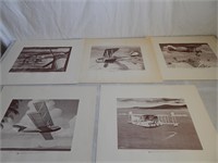 Set of 5 Vintage Phillips 66 Aviation prints