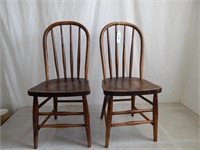 Pair Antique Bent Wood Childs Chairs