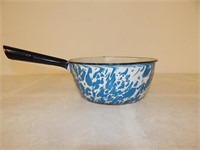 Antique Blue Swirl Graniteware Pan & Cooker