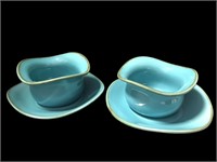 Teal Bowls and Saucers